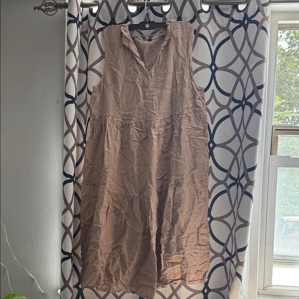 Le ragarre Elegant tan Maxi Dress 100%Lino